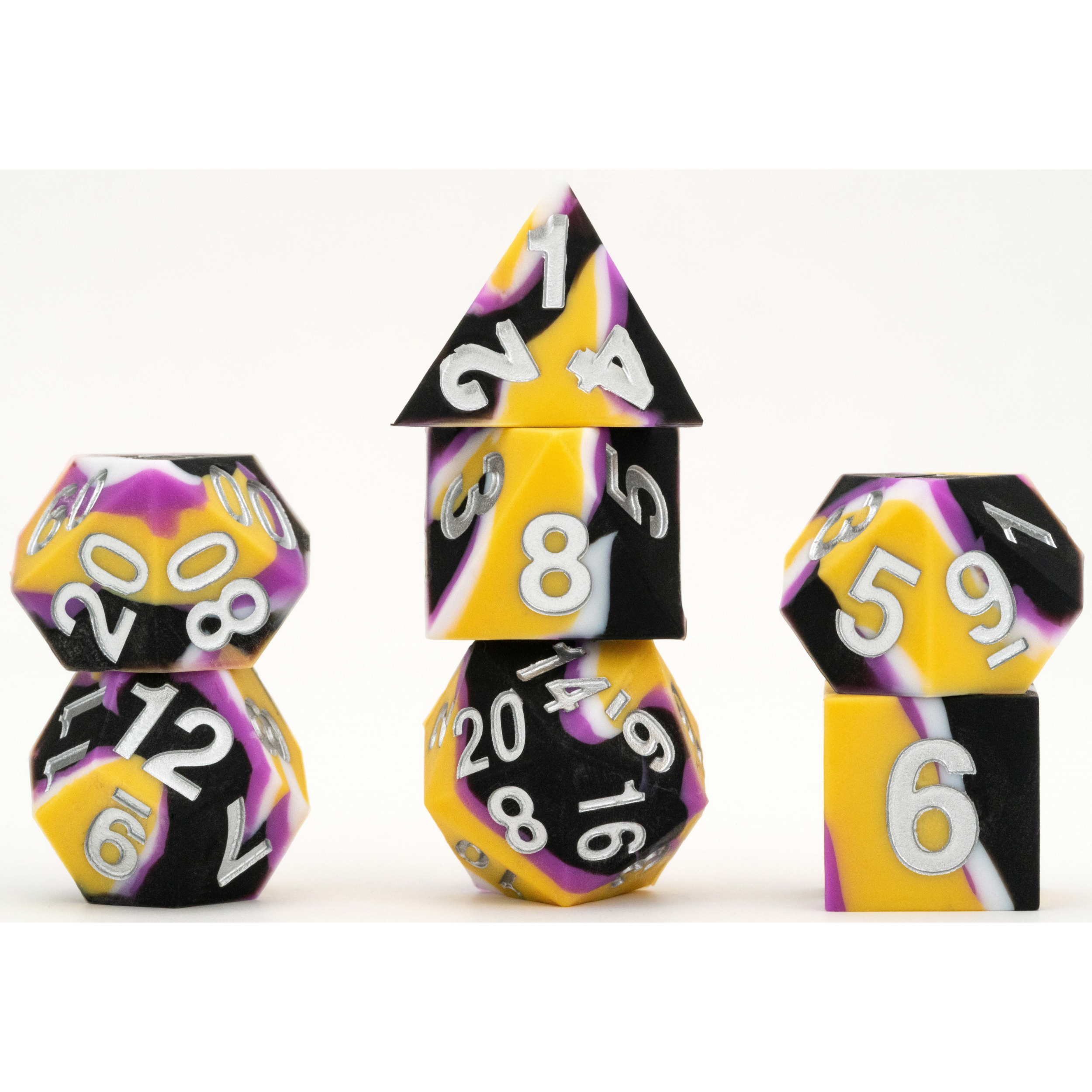 Fanroll Silicone Sharp Edge Non-Binary Pride 7pc Dice Set - A Muse N Games